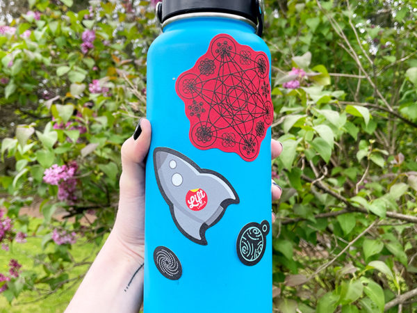 Stickers on water bottle