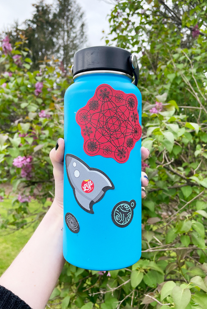 Custom Stickers flower background blue water bottle
